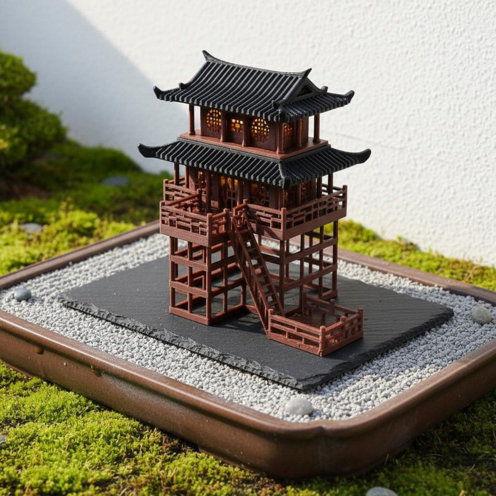 Bonsai Garden Home - ศาลาพลาสติกตั้งโต๊ะทรงเจดีย์ขนาดเล็ก ตกแต่งบ้านสไตล์ญี่ปุ่น สำหรับสวนบอนไซ