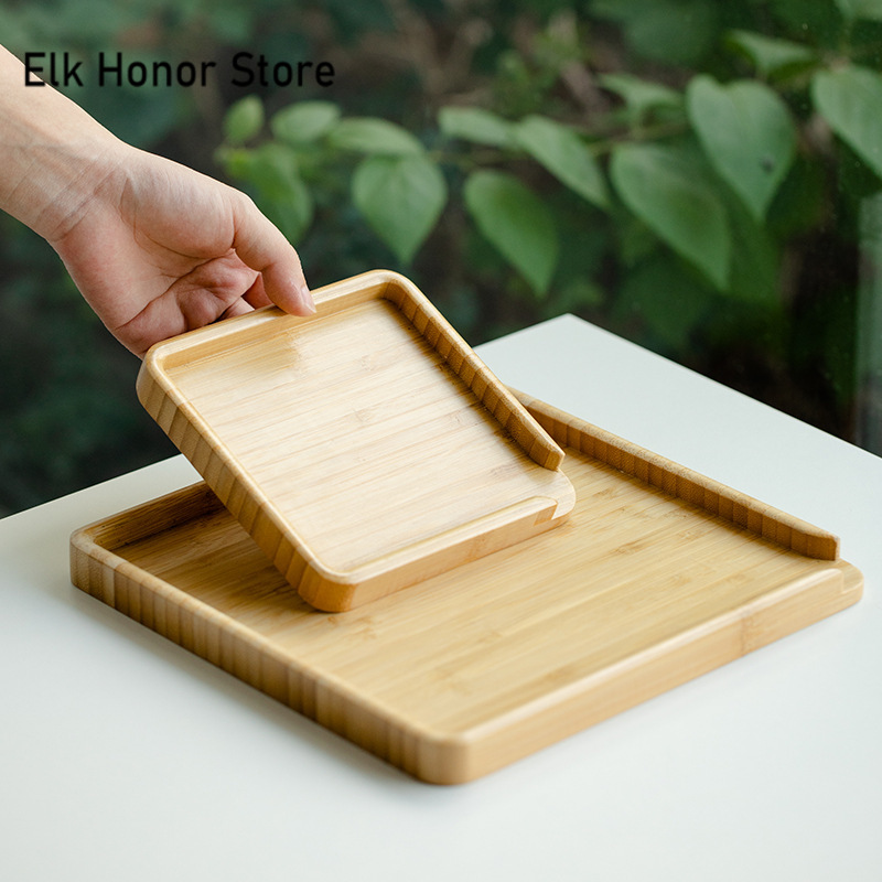 ถาดใส่อาหารทำจากไม้ไผ่ของจีนกล - Bonsai Garden Home บทวิจารณ์และราคา