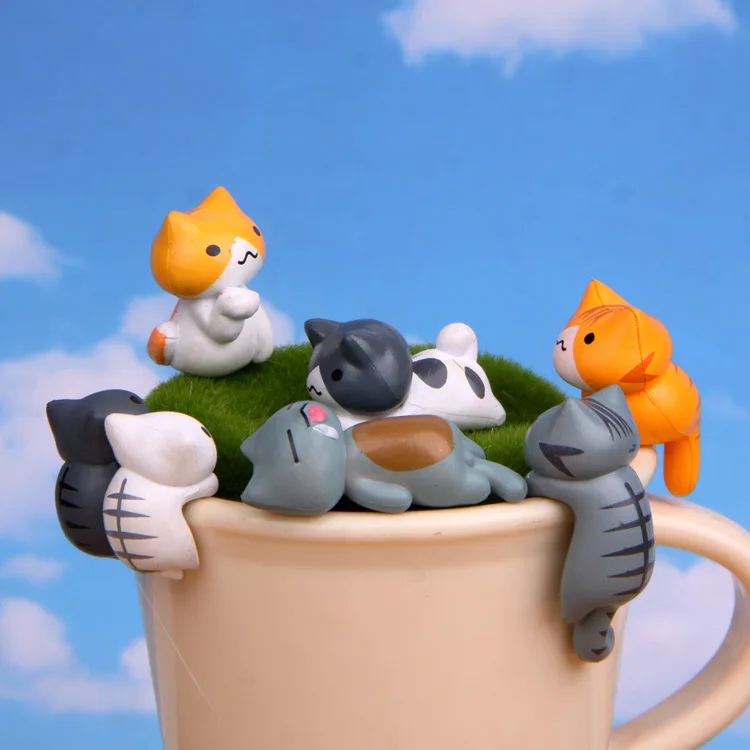 6 ชิ้น/เซ็ตการ์ตูนแมวนำโชคพีวี - First Bonsai Garden บทวิจารณ์และราคา
